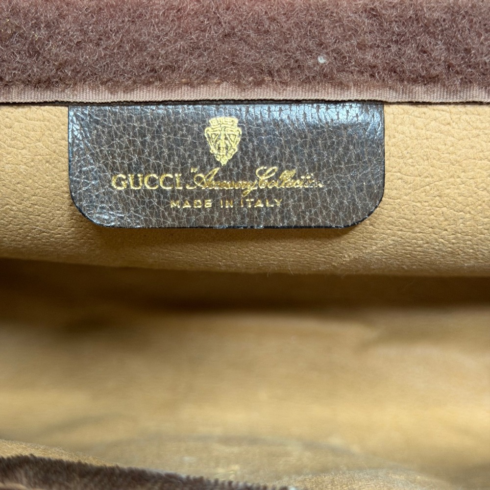 Vintage Gucci Clutch GG Supreme Web Sherry Line Stripe Brown Leather Canvas Bag - Picture 12 of 13